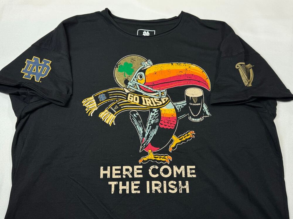 Notre Dame Fighting Irish Guinness 2xl Tee Shirt Go Irish Football Black